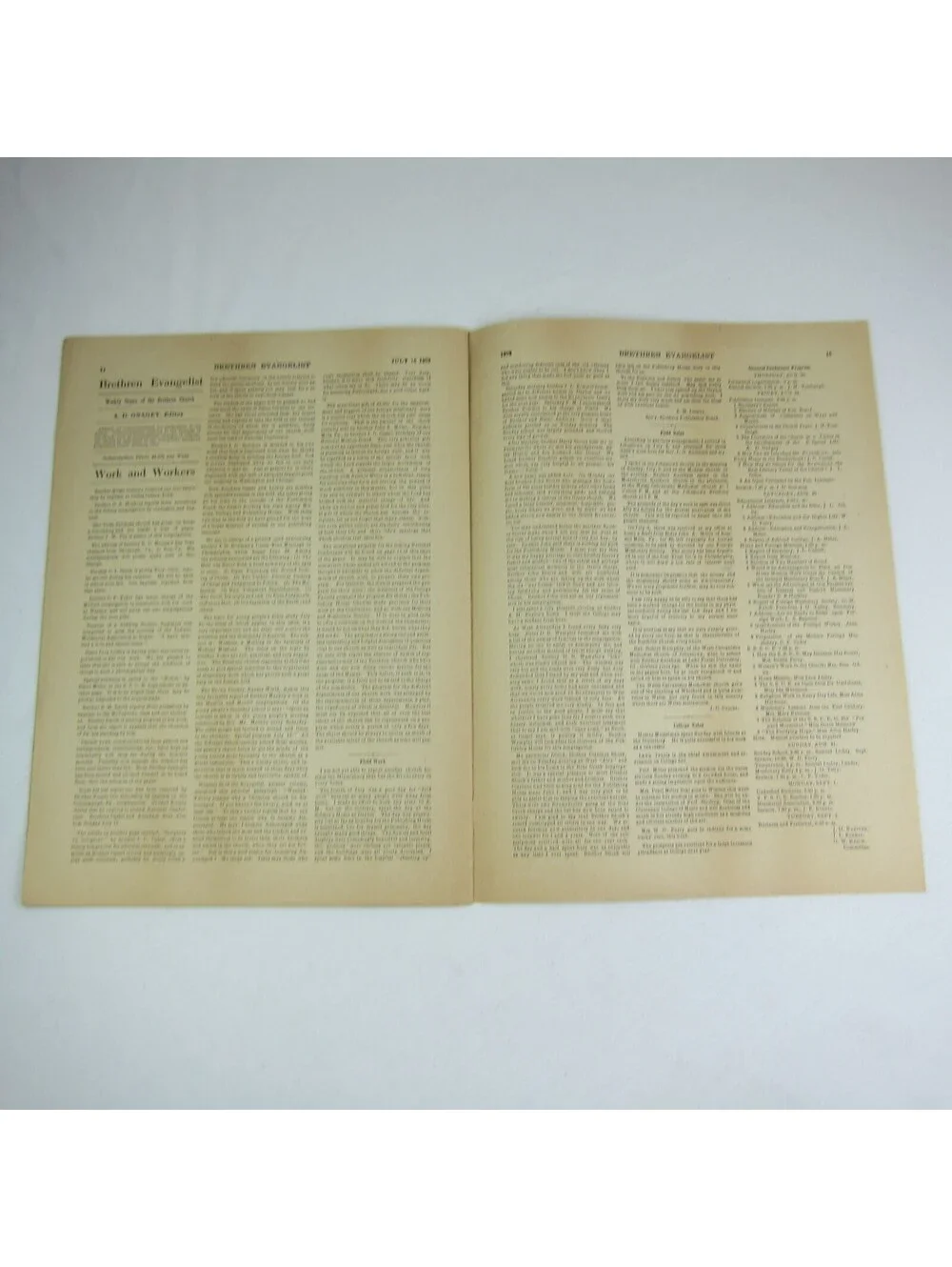 Brethren Evangelist Christian Newspaper Ashland Ohio Antique July 16th 1902 RARE